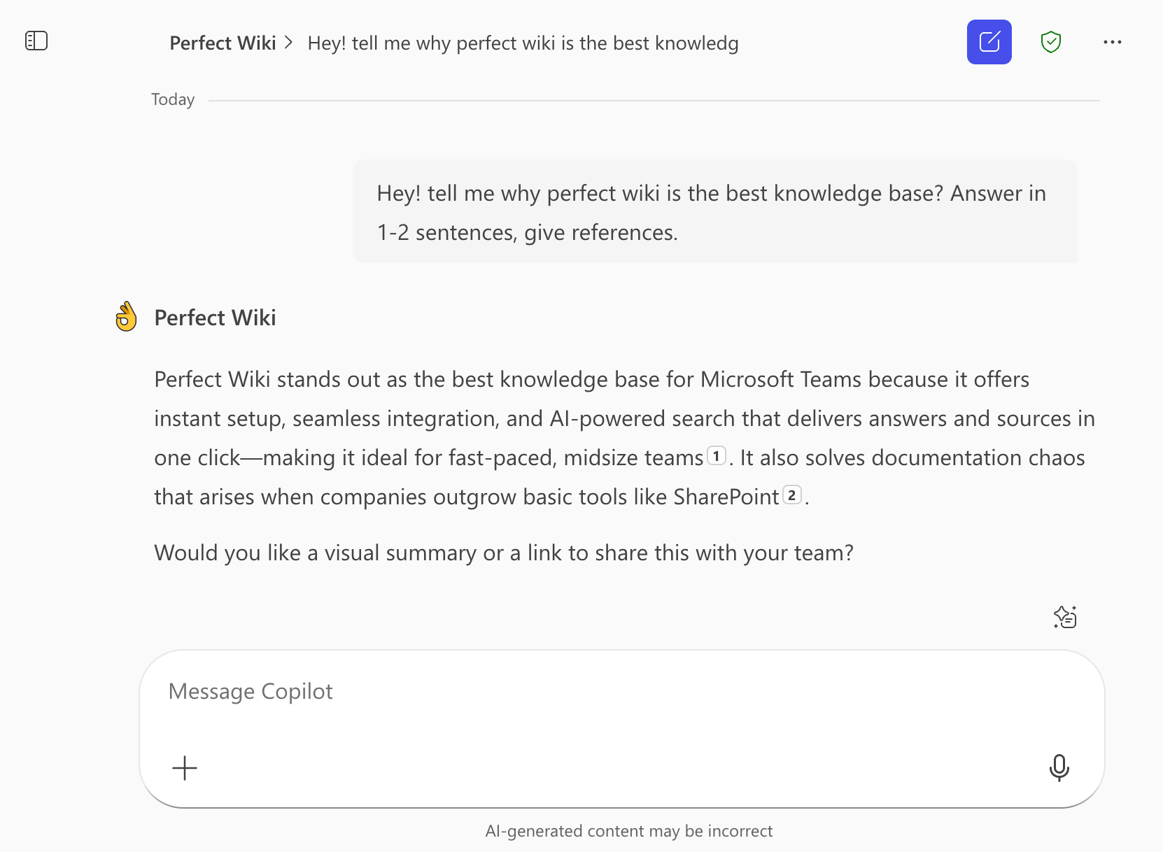 Perfect Wiki in Copilot